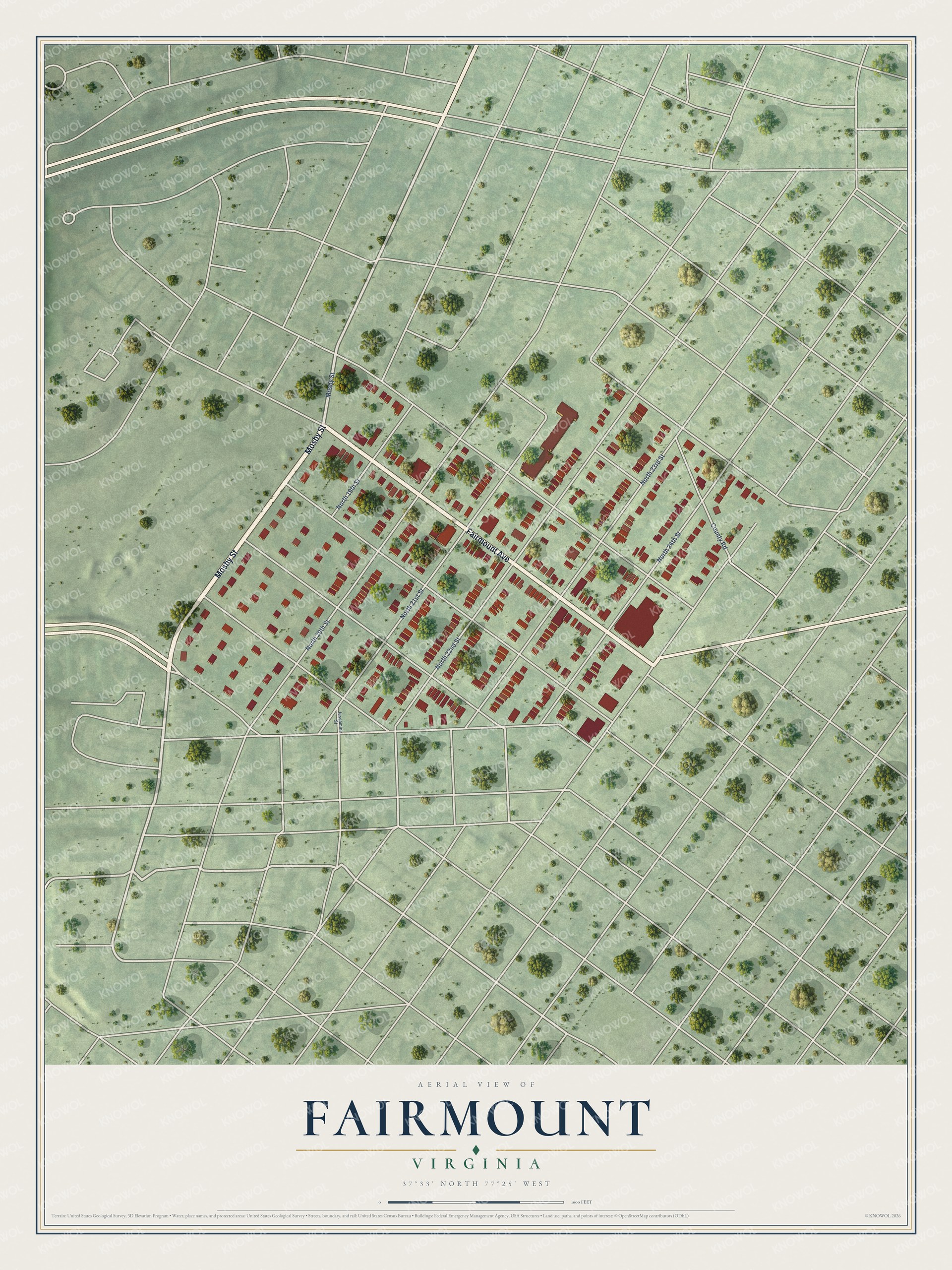 Watermarked full-map preview of Fairmount, Virginia