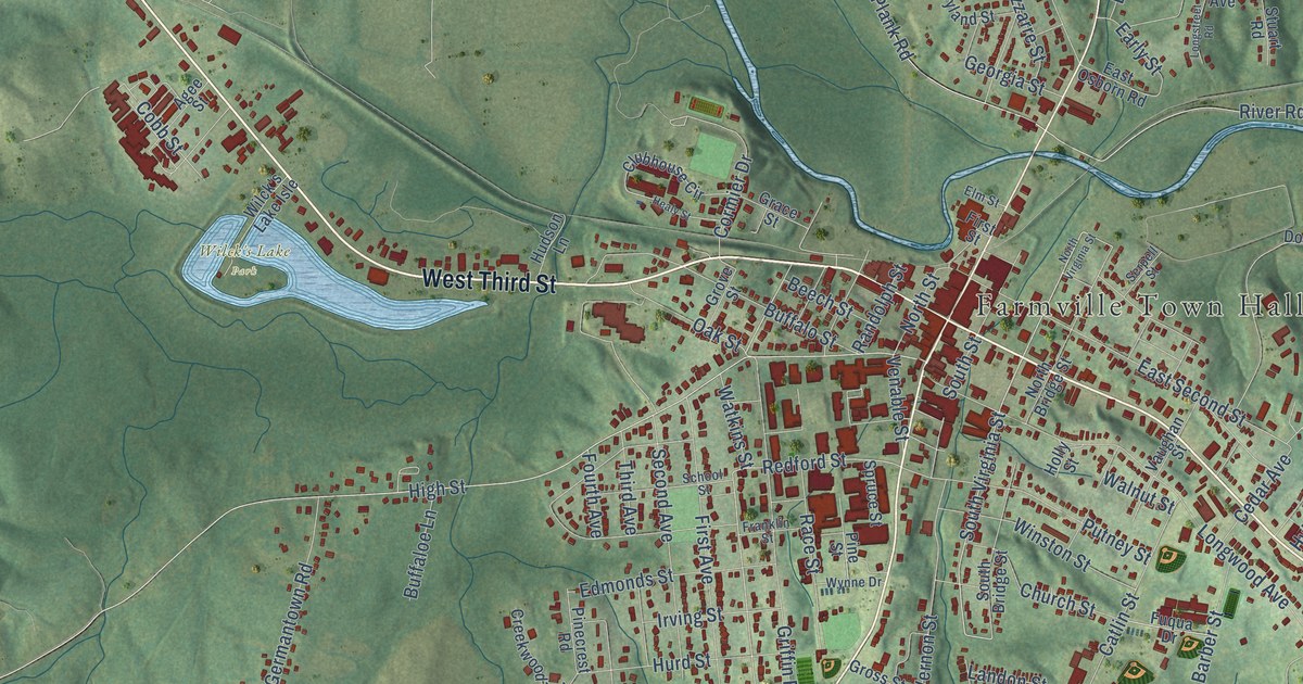 Map of Farmville, Virginia in 2026