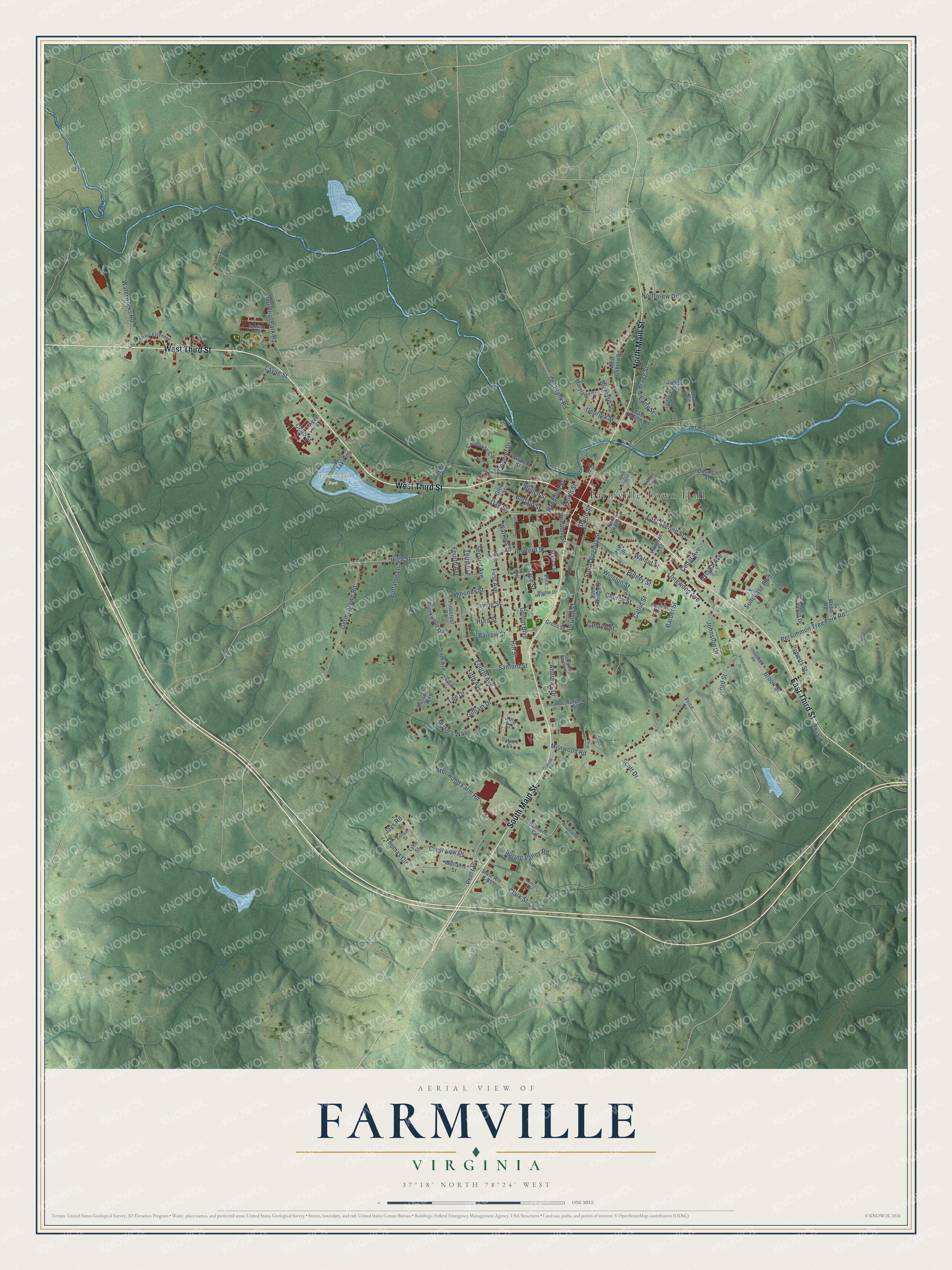 Watermarked full-map preview of Farmville, Virginia