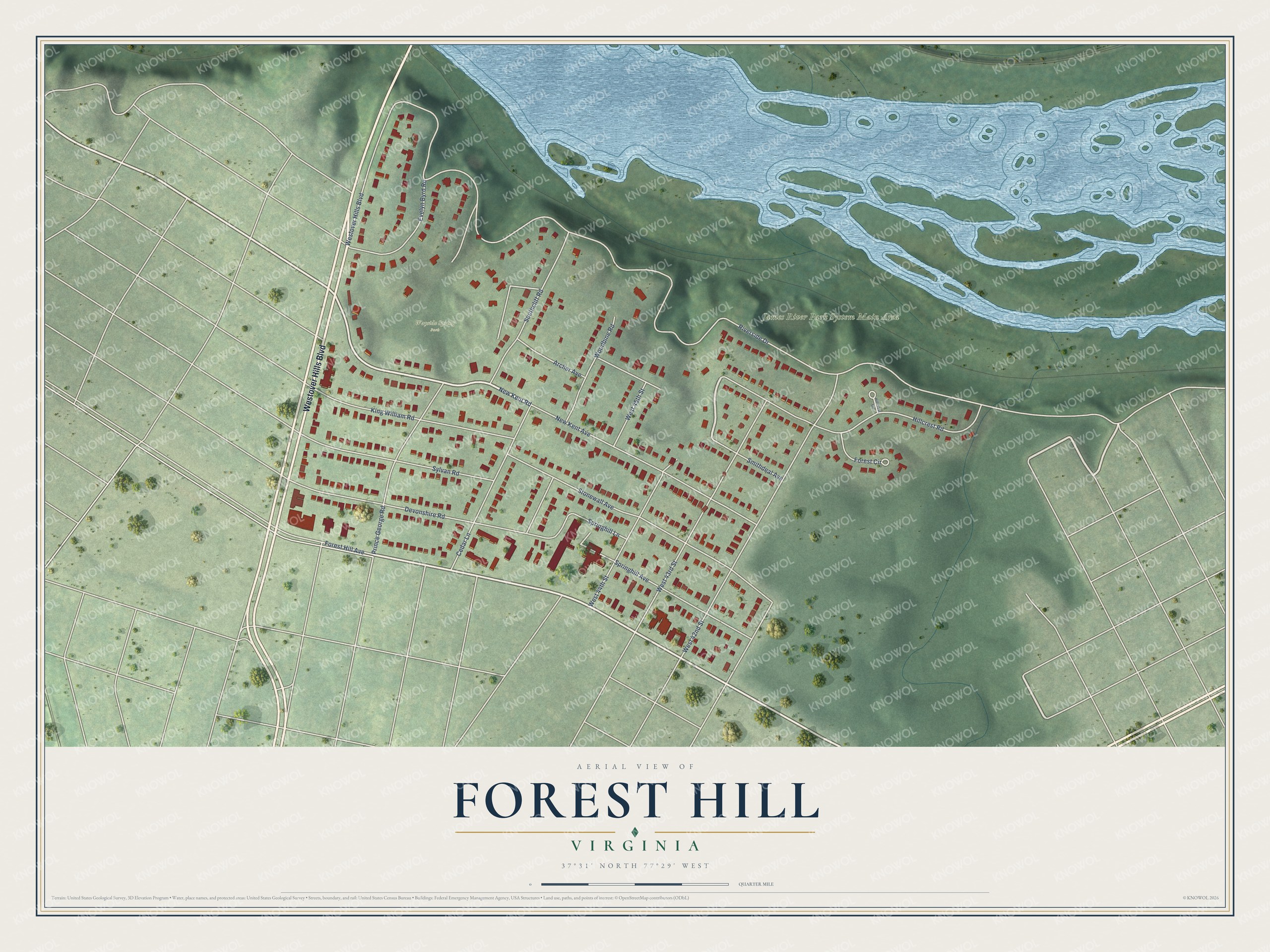 Watermarked full-map preview of Forest Hill, Virginia