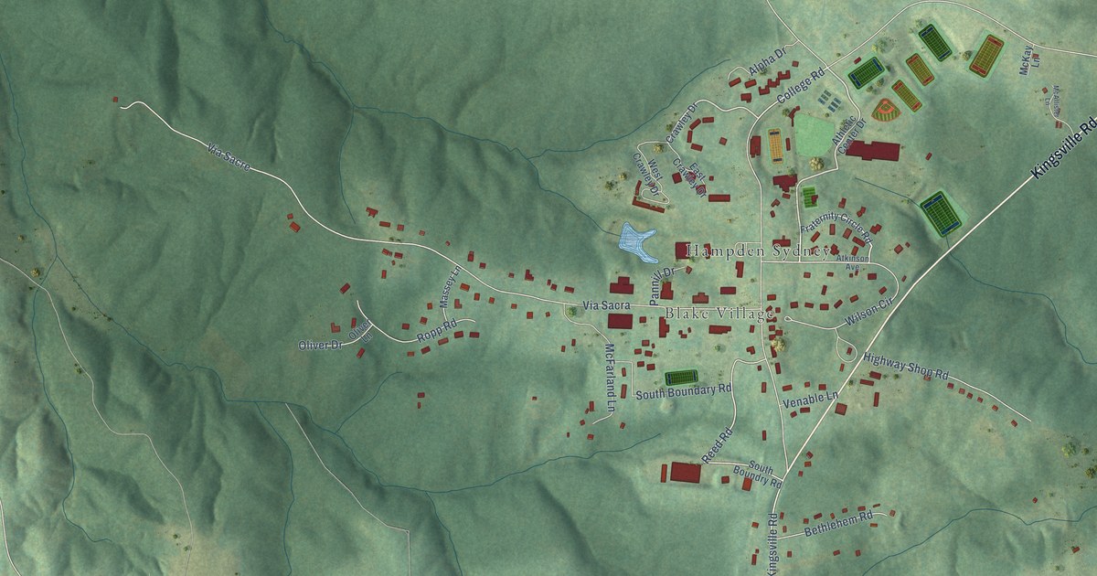 Map of Hampden-Sydney, Virginia in 2026