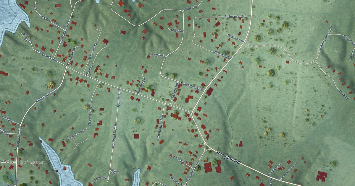 Map of Irvington, Virginia in 2026