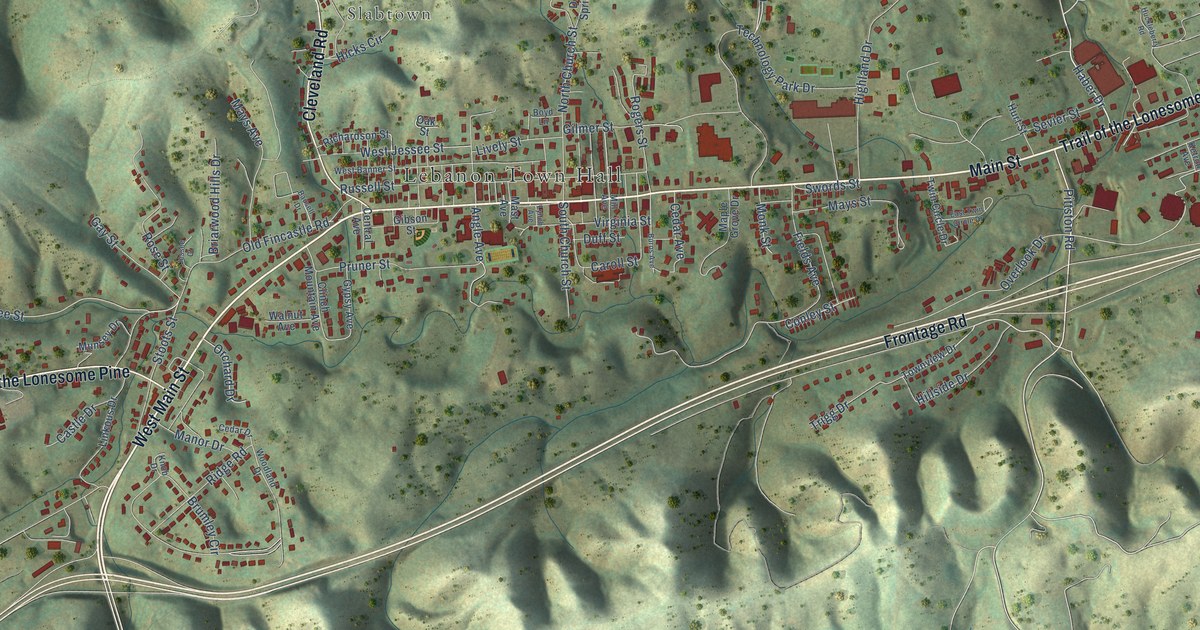 Map of Lebanon, Virginia in 2026