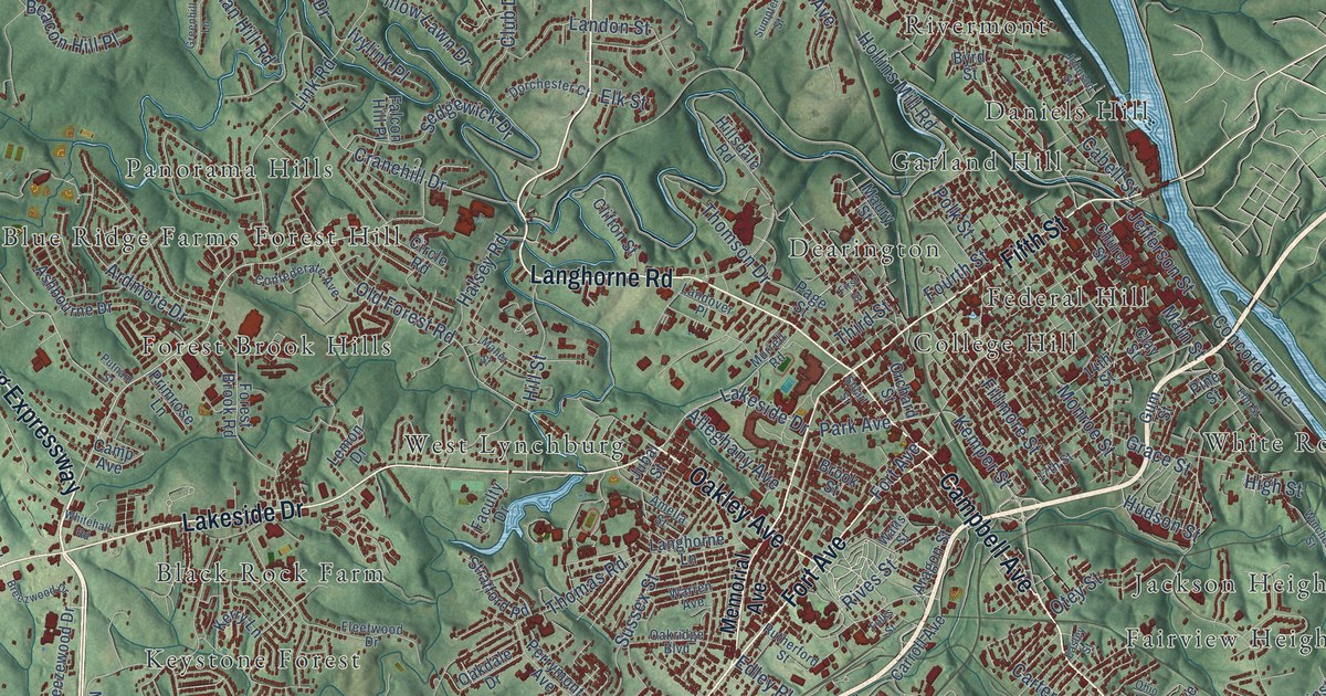 Map of Lynchburg, Virginia in 2026