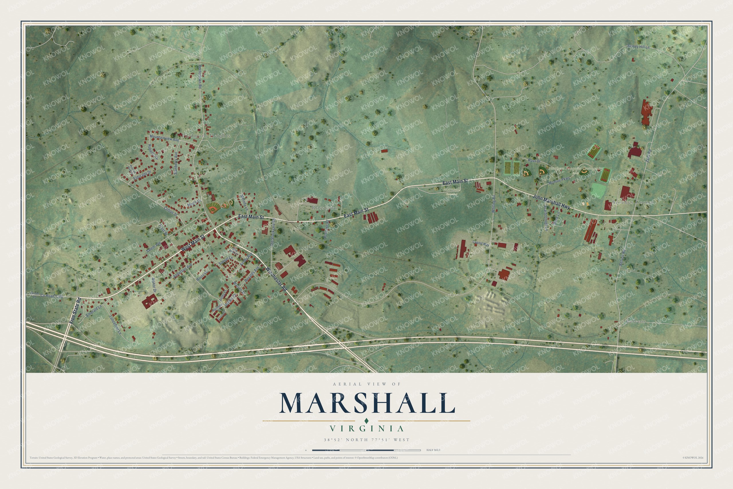 Watermarked full-map preview of Marshall, Virginia