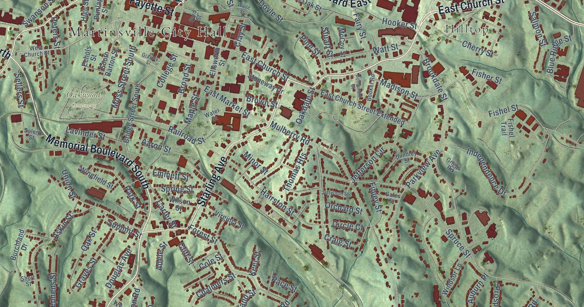 Map of Martinsville, Virginia in 2026