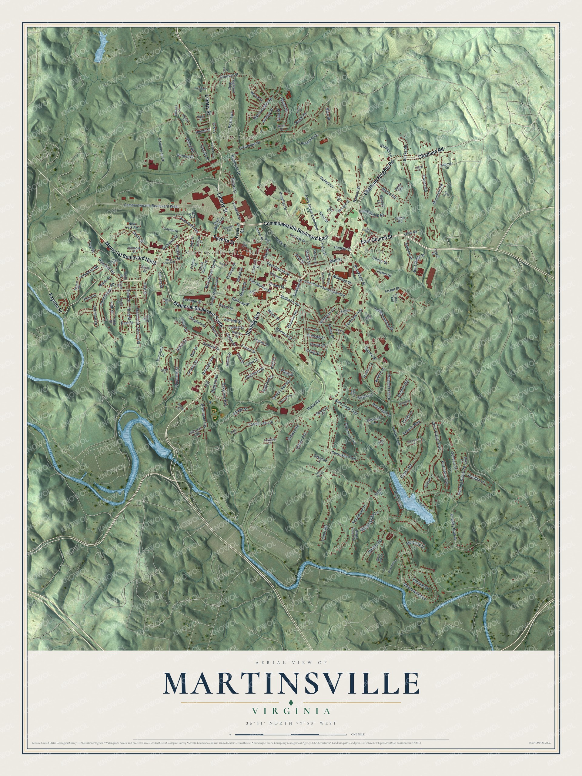 Watermarked full-map preview of Martinsville, Virginia