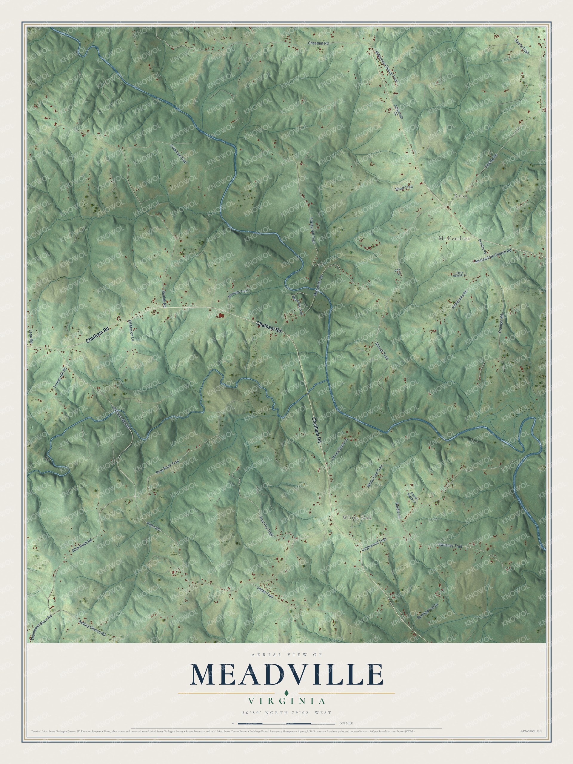 Watermarked full-map preview of Meadville, Virginia