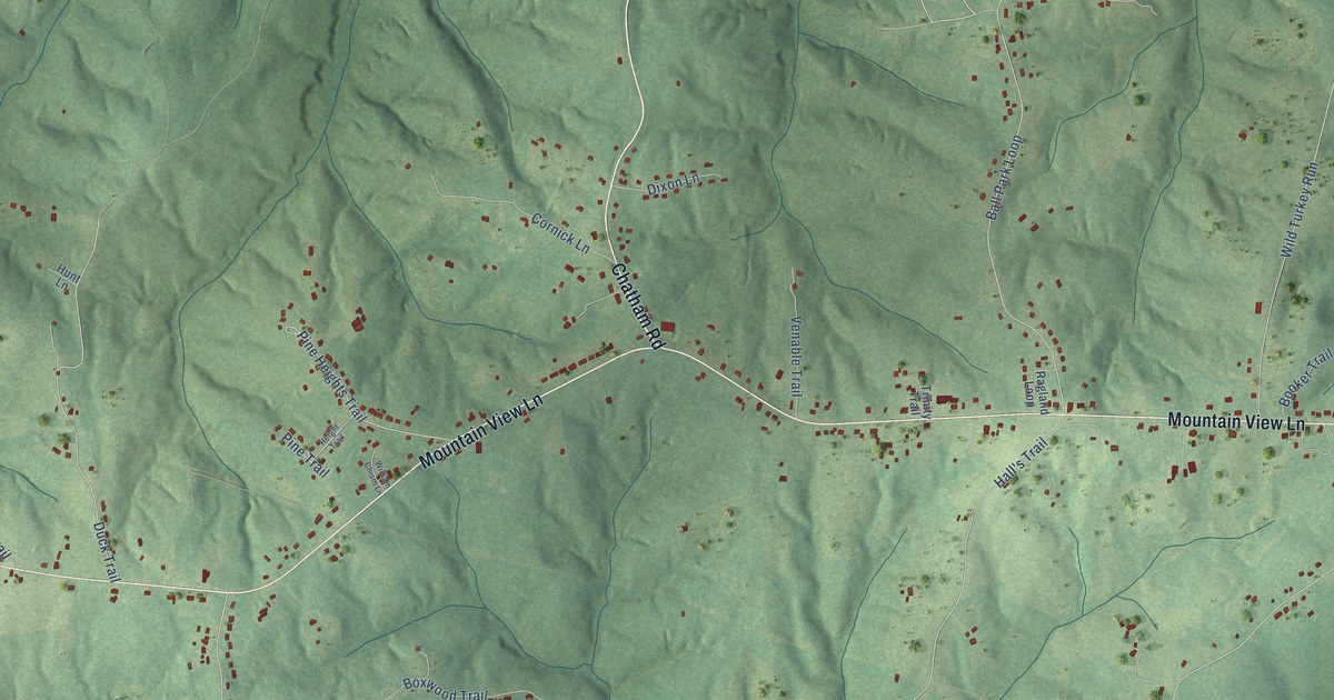 Close-up of streets and buildings in Mountain Road, Virginia