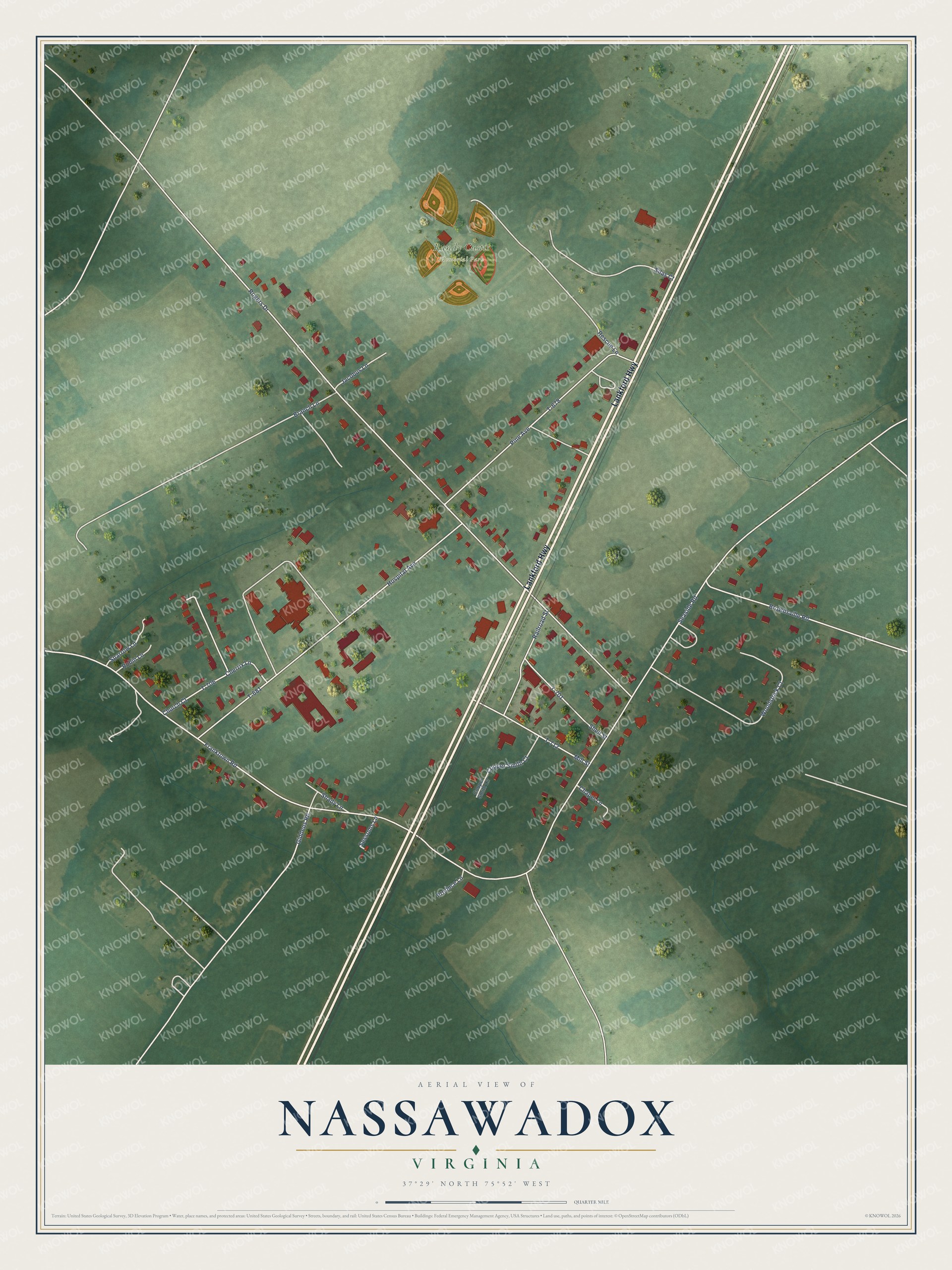 Watermarked full-map preview of Nassawadox, Virginia