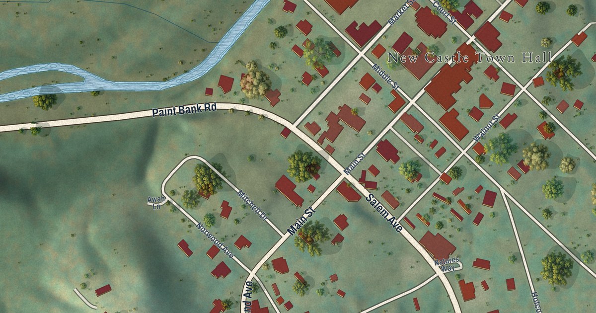 Map of New Castle, Virginia in 2026