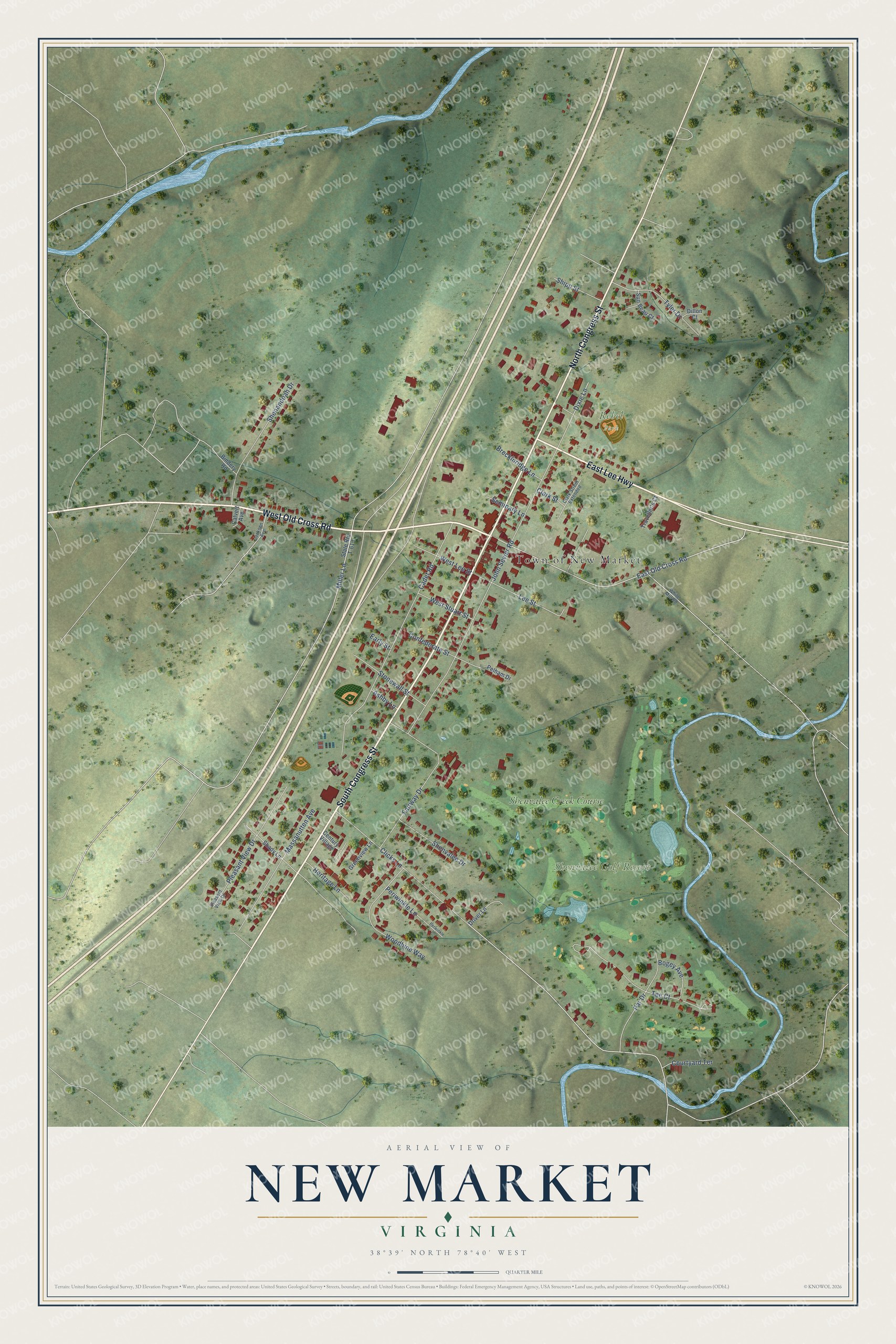 Watermarked full-map preview of New Market, Virginia
