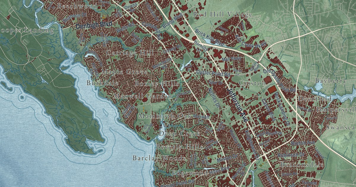 Map of Newport News, Virginia in 2026