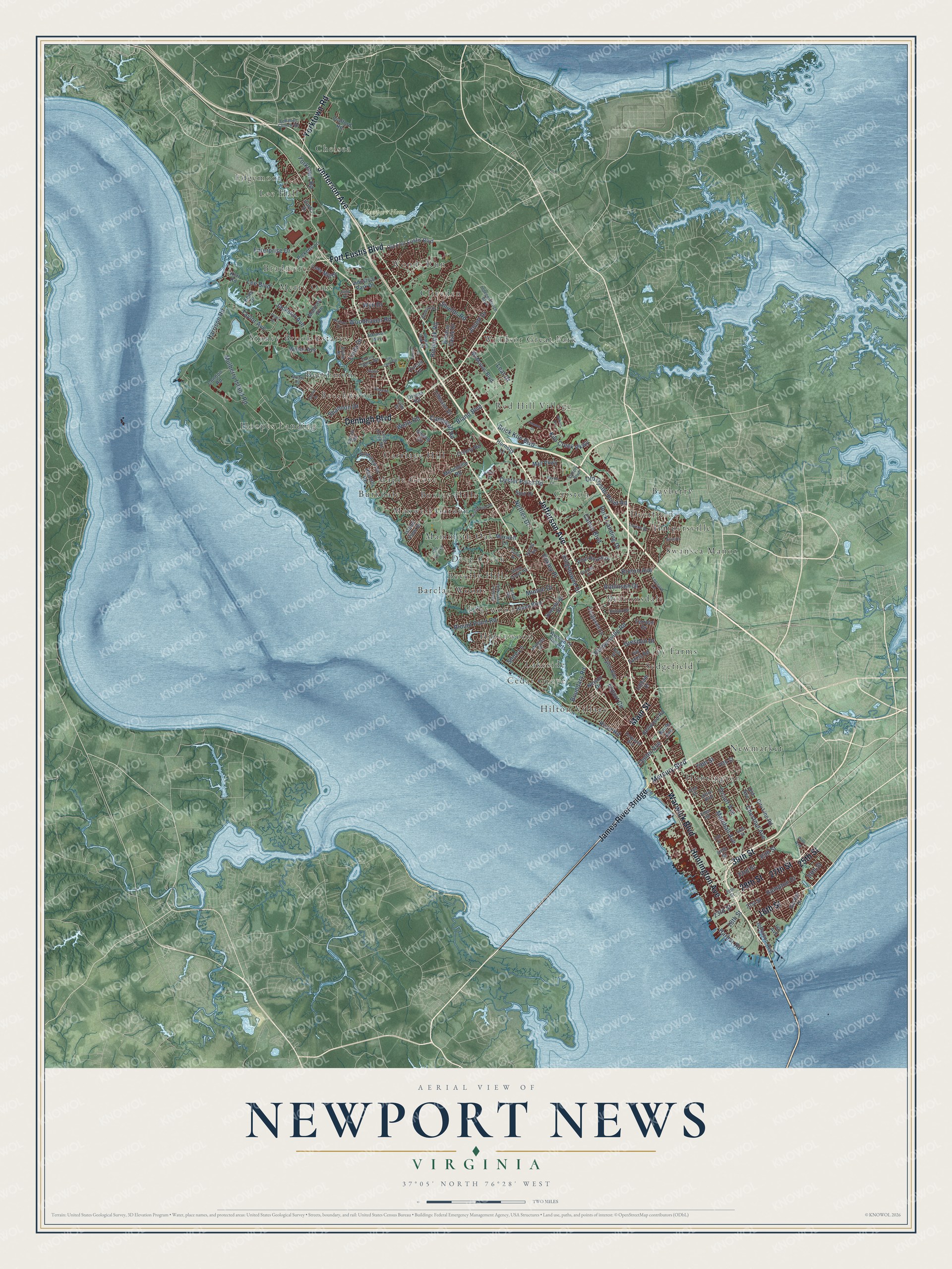 Watermarked full-map preview of Newport News, Virginia