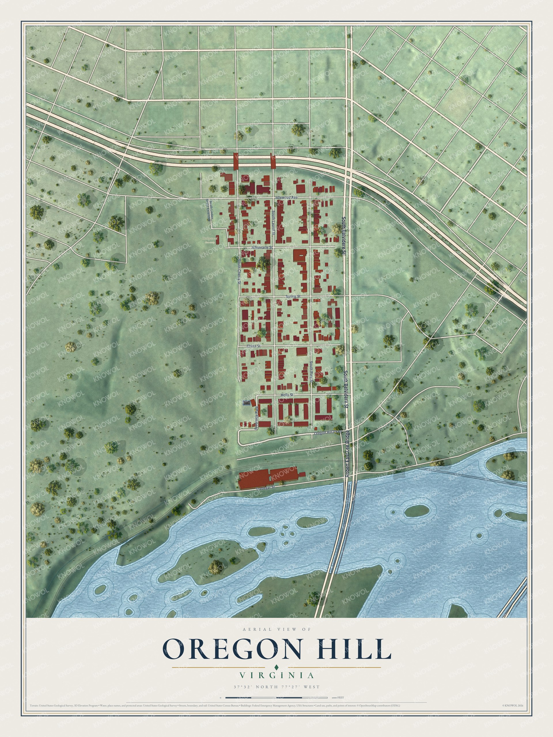 Watermarked full-map preview of Oregon Hill, Virginia