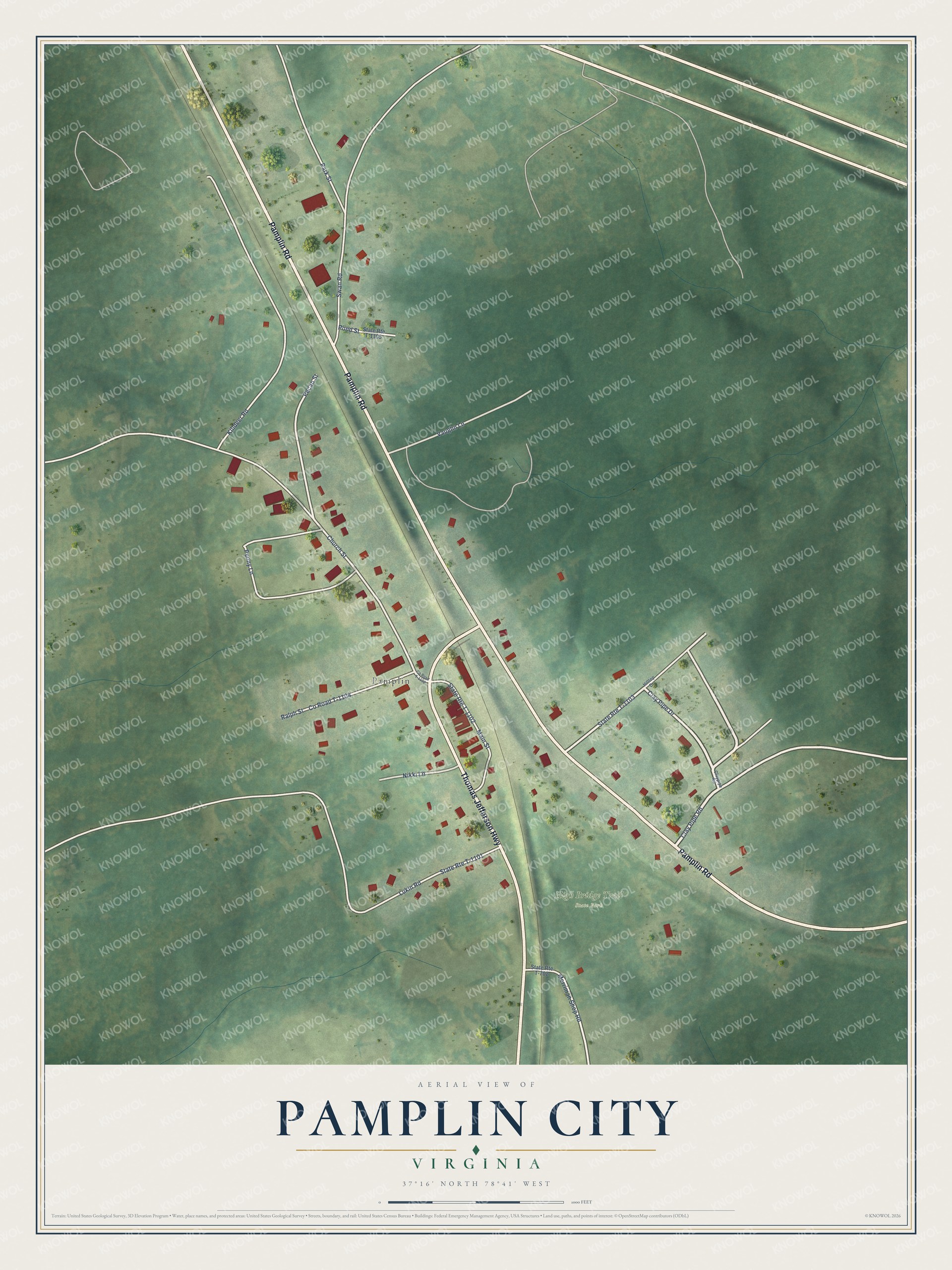 Watermarked full-map preview of Pamplin City, Virginia