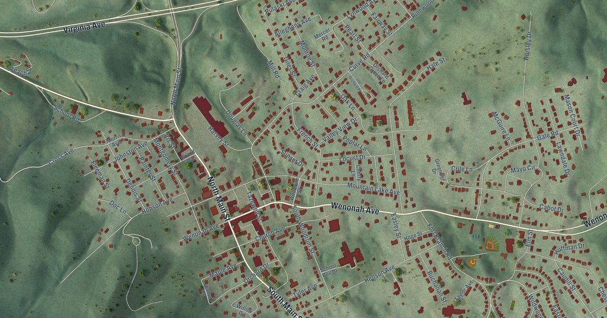 Map of Pearisburg, Virginia in 2026