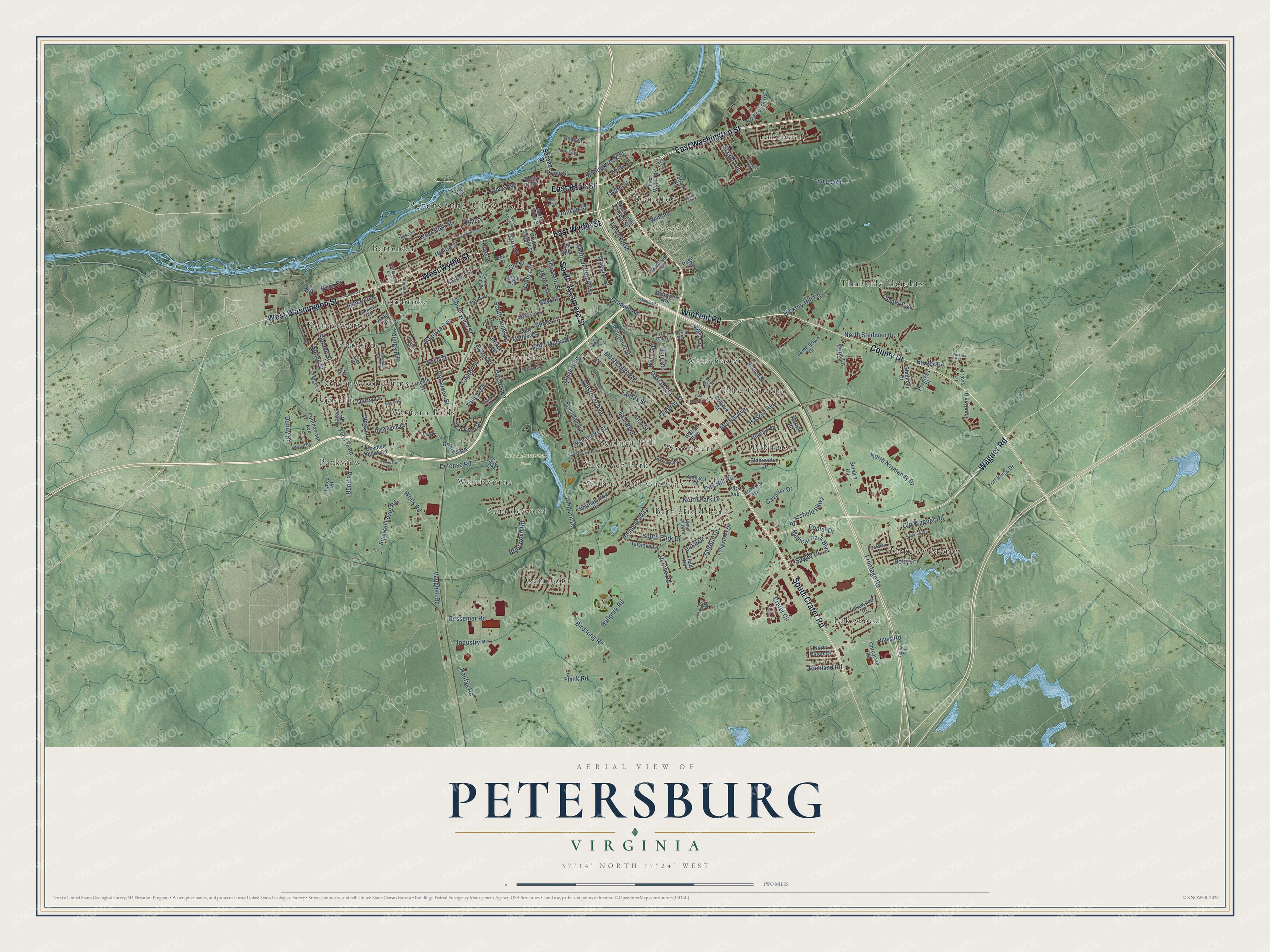 Watermarked full-map preview of Petersburg, Virginia
