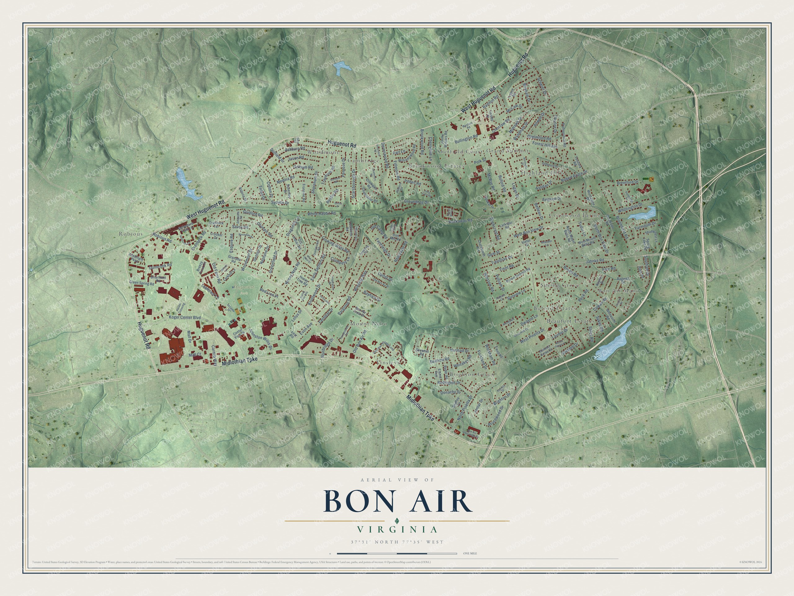 Watermarked full-map preview of Bon Air, Virginia