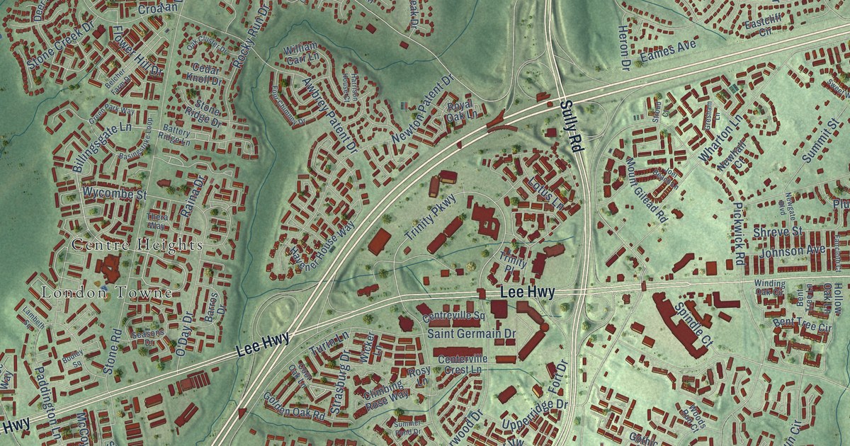 Map of Centreville, Virginia in 2026