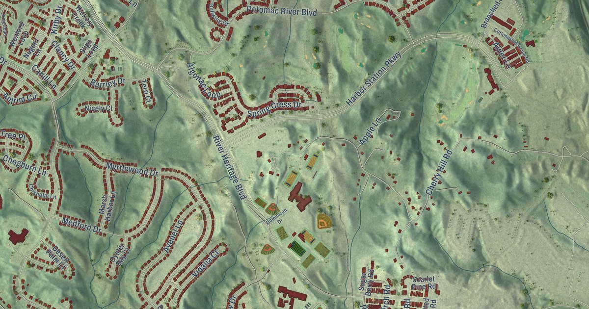 Map of Cherry Hill, Virginia in 2026