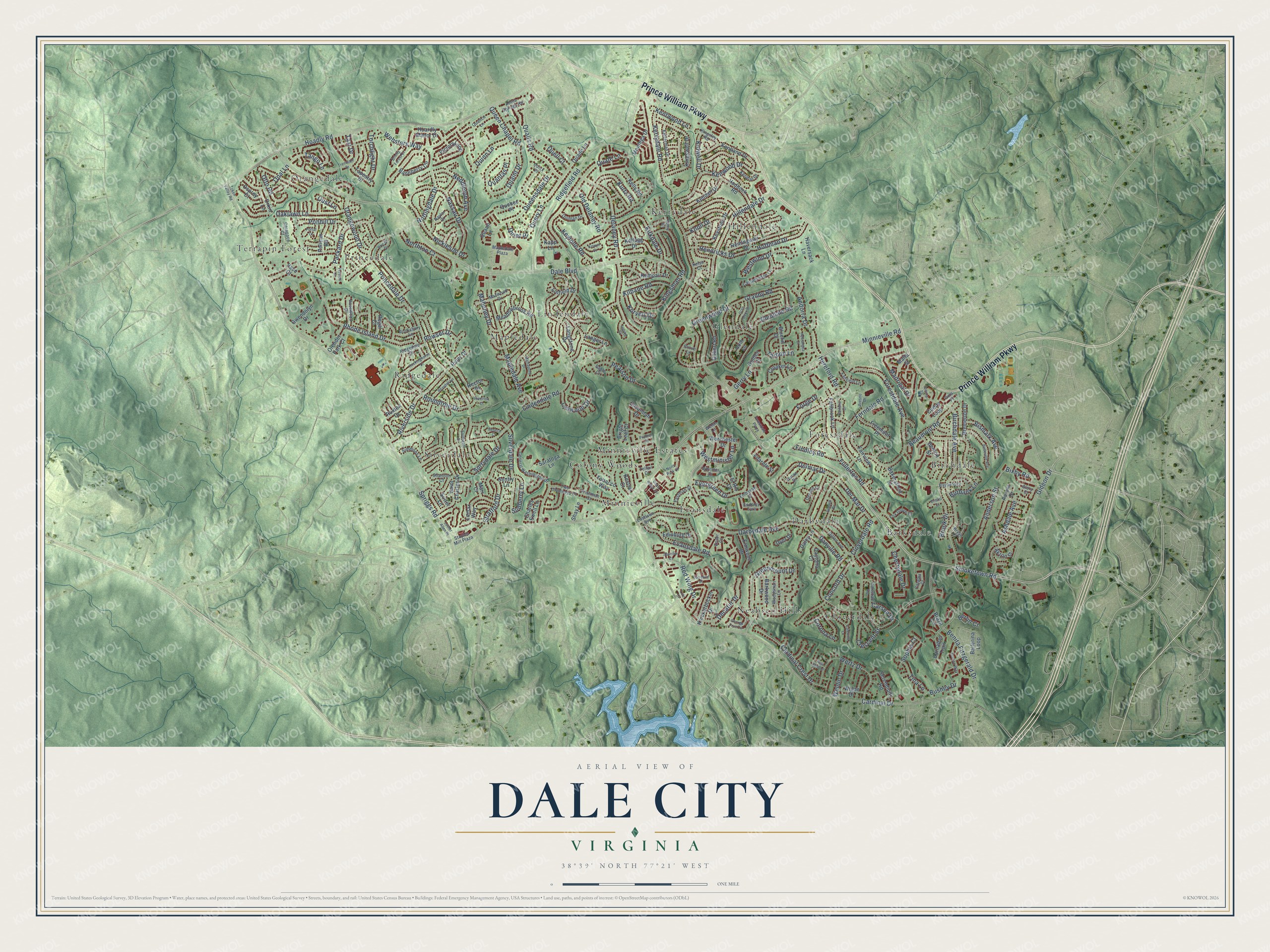 Watermarked full-map preview of Dale City, Virginia