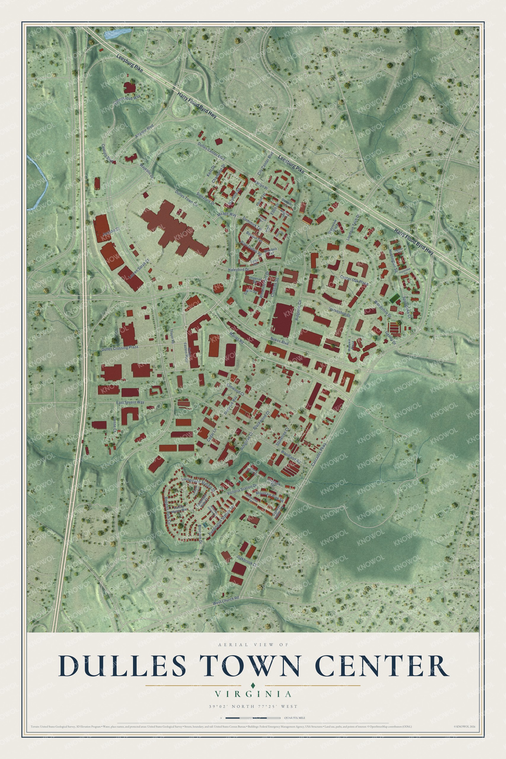 Watermarked full-map preview of Dulles Town Center, Virginia