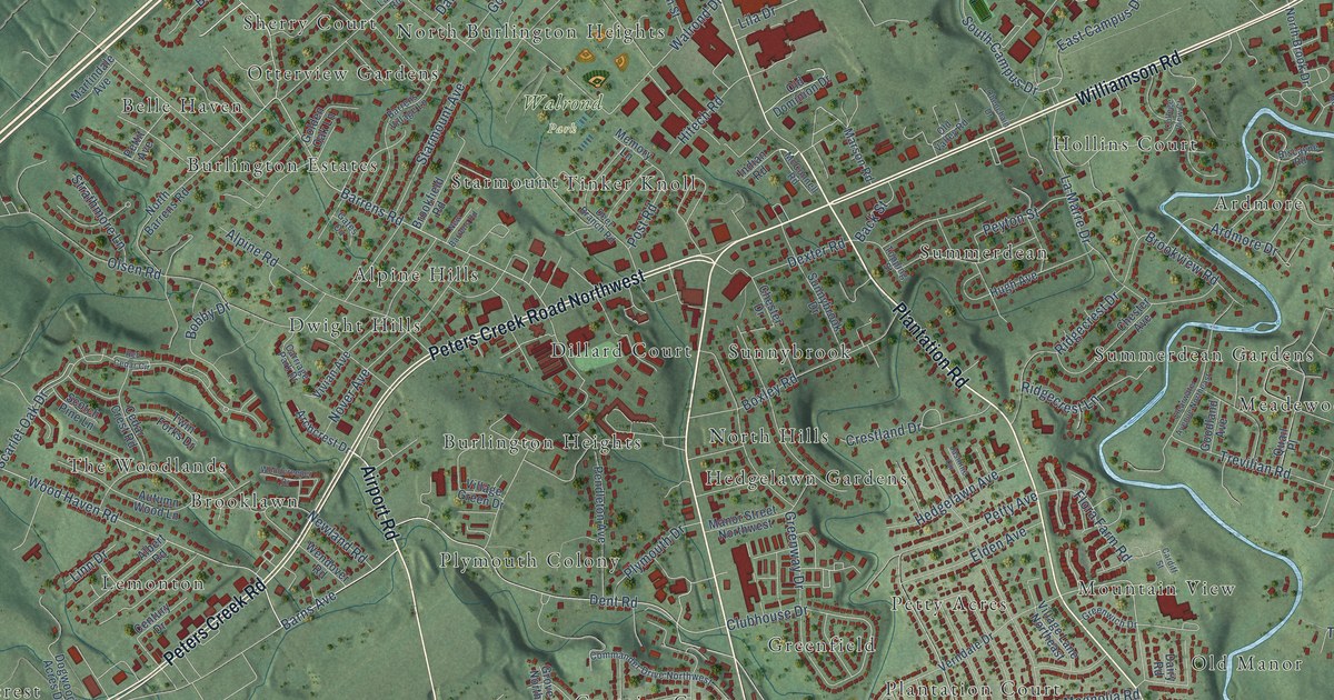 Map of Hollins, Virginia in 2026