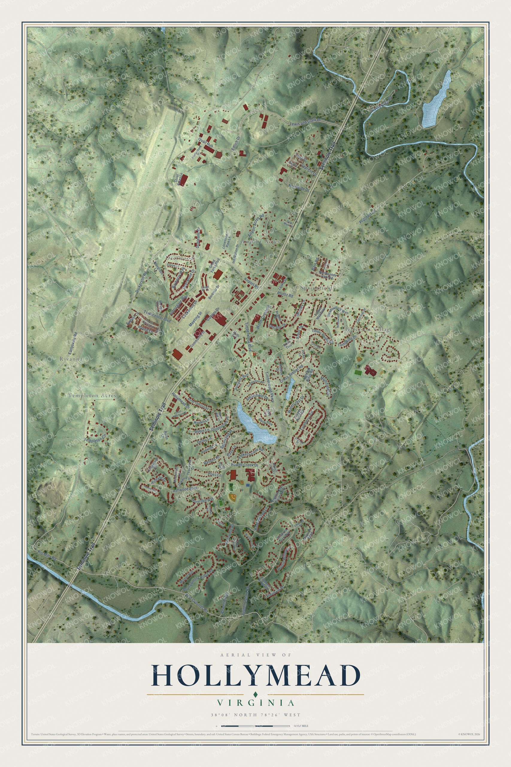 Watermarked full-map preview of Hollymead, Virginia