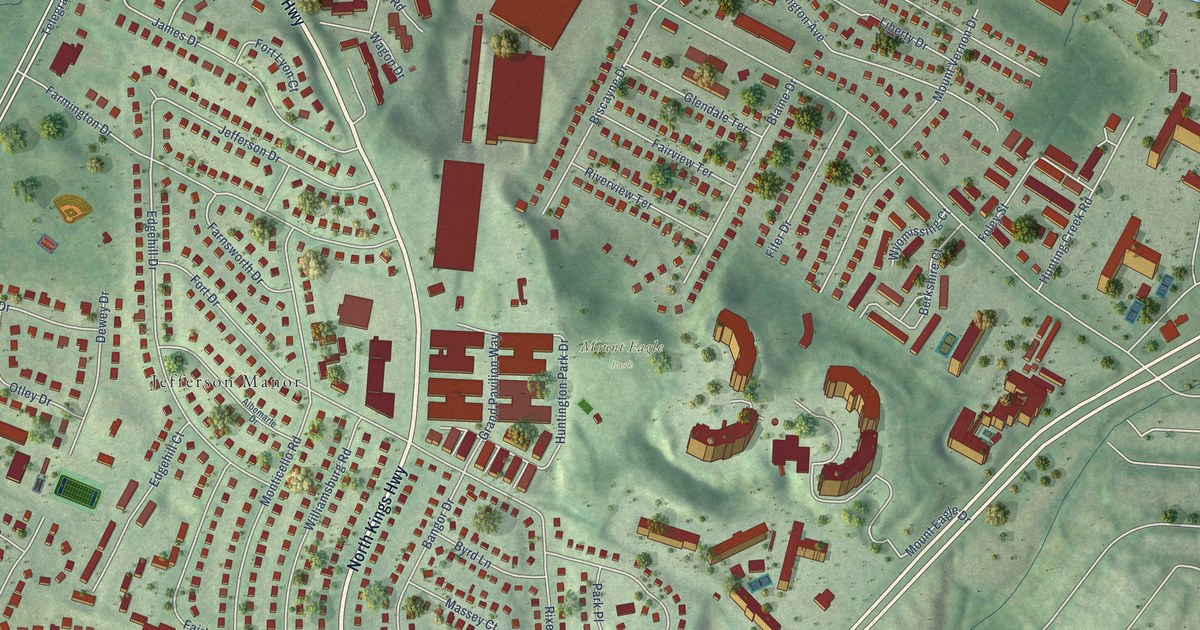 Map of Huntington, Virginia in 2026