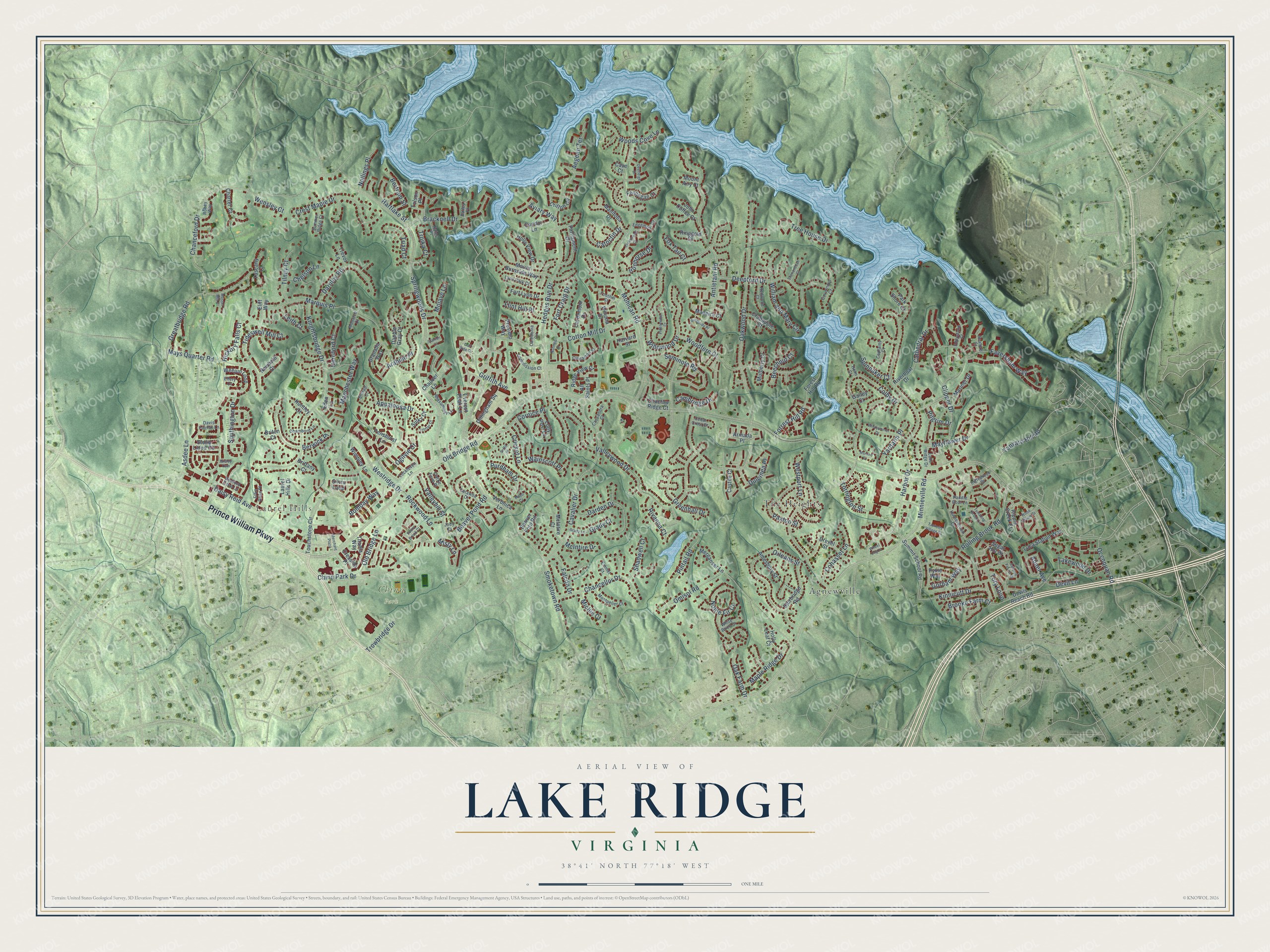 Watermarked full-map preview of Lake Ridge, Virginia