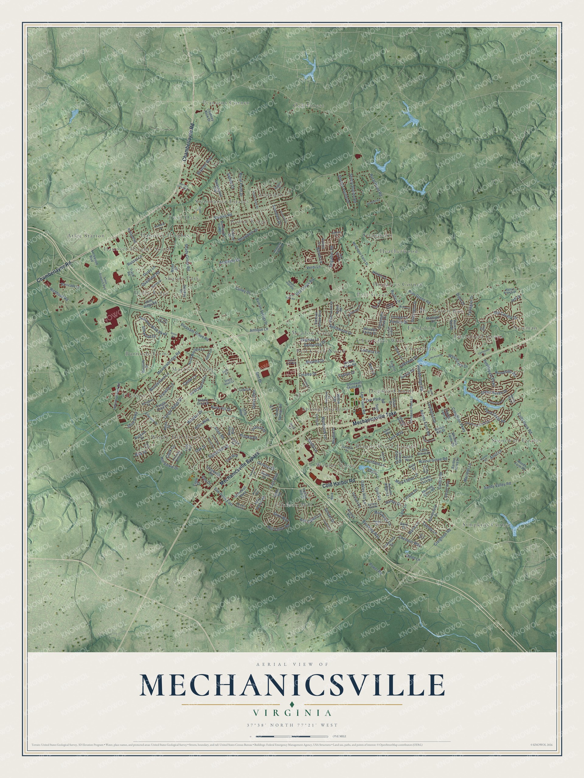Watermarked full-map preview of Mechanicsville, Virginia