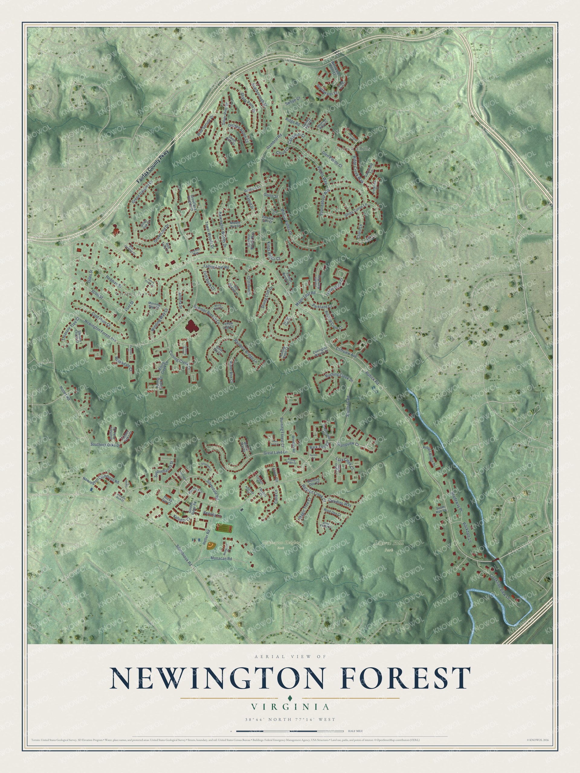 Watermarked full-map preview of Newington Forest, Virginia