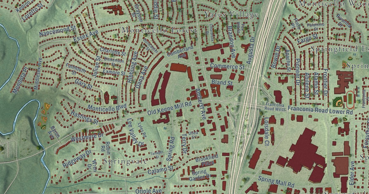 Map of Springfield, Virginia in 2026