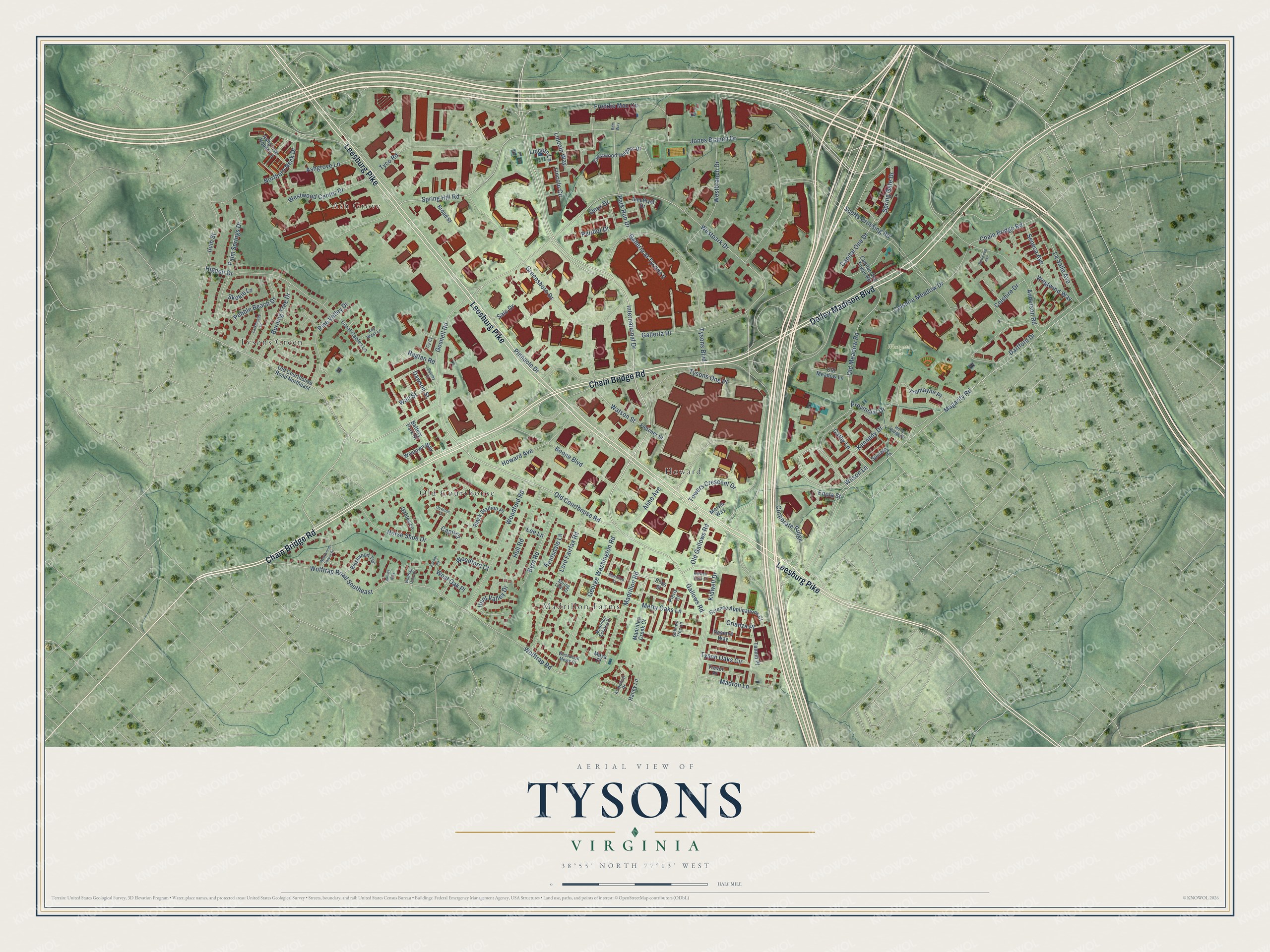 Watermarked full-map preview of Tysons, Virginia