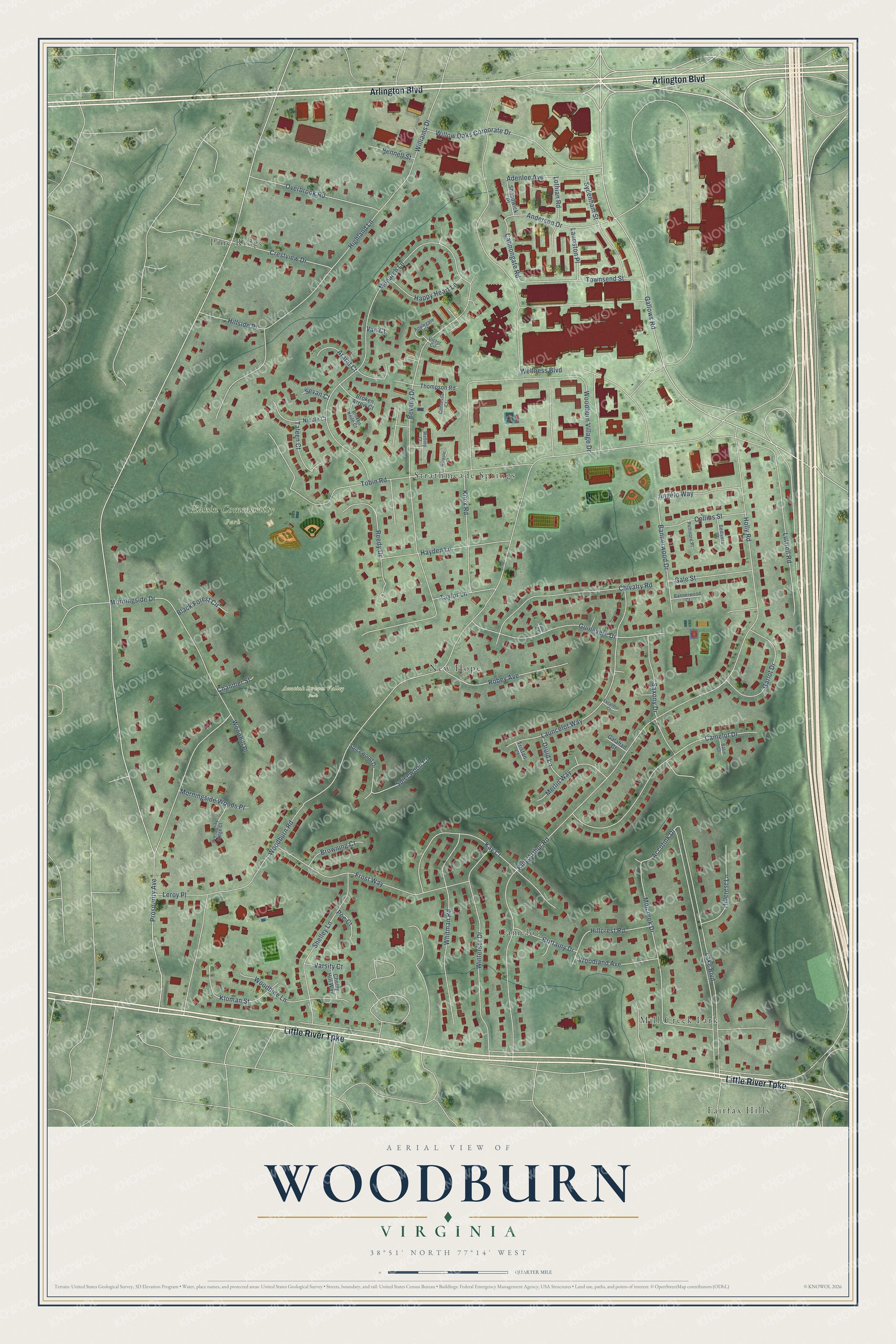Watermarked full-map preview of Woodburn, Virginia