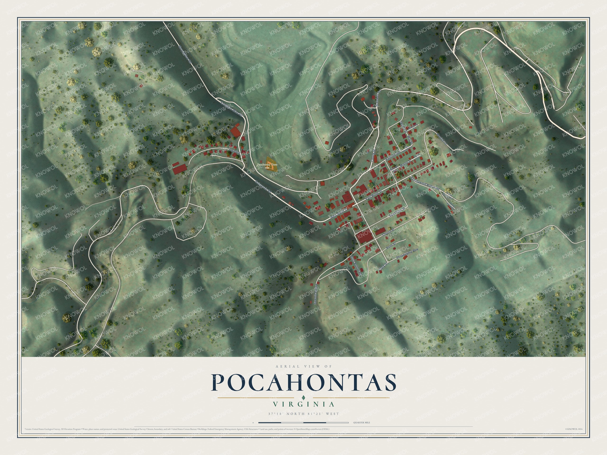 Watermarked full-map preview of Pocahontas, Virginia