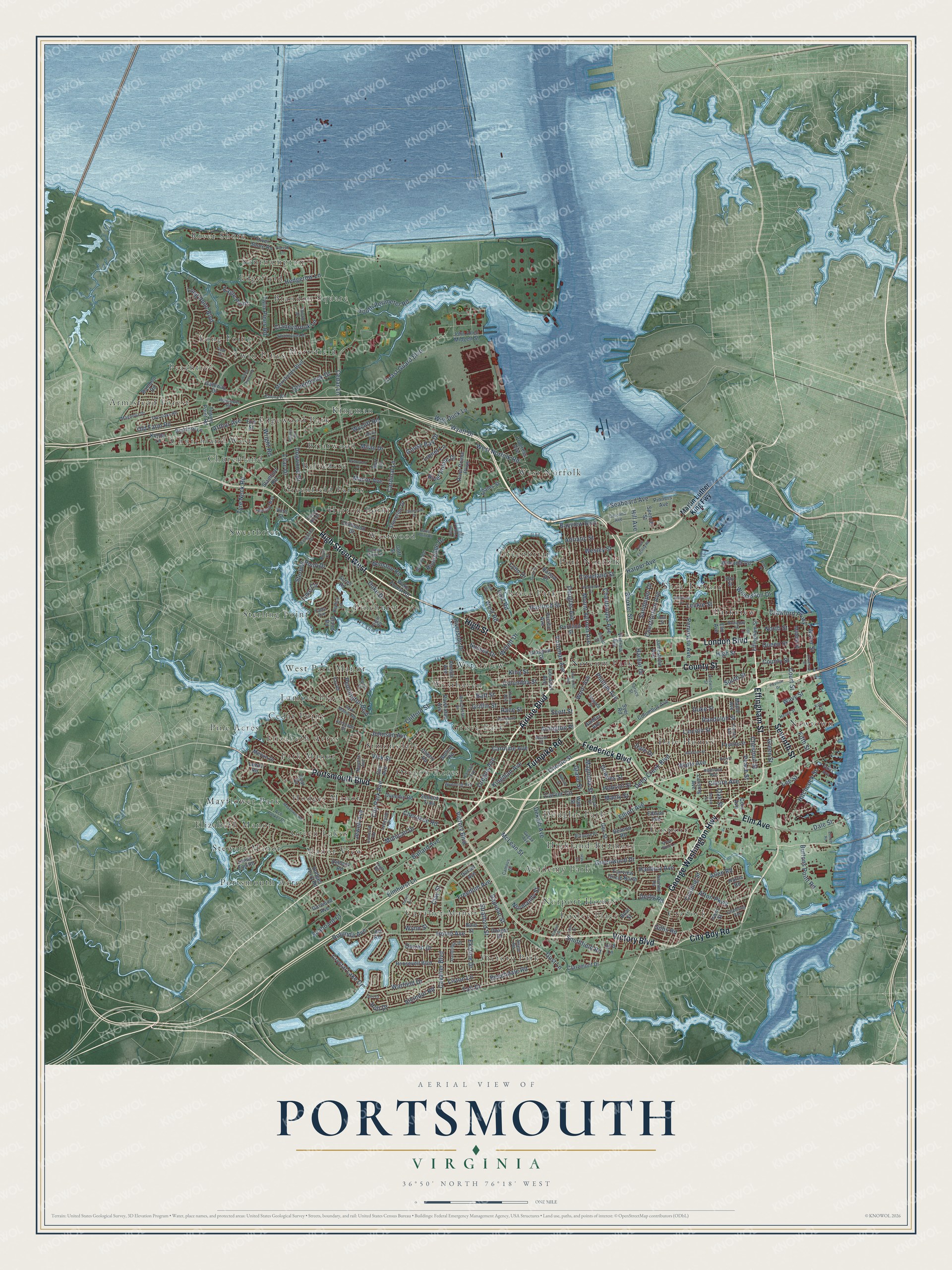 Watermarked full-map preview of Portsmouth, Virginia