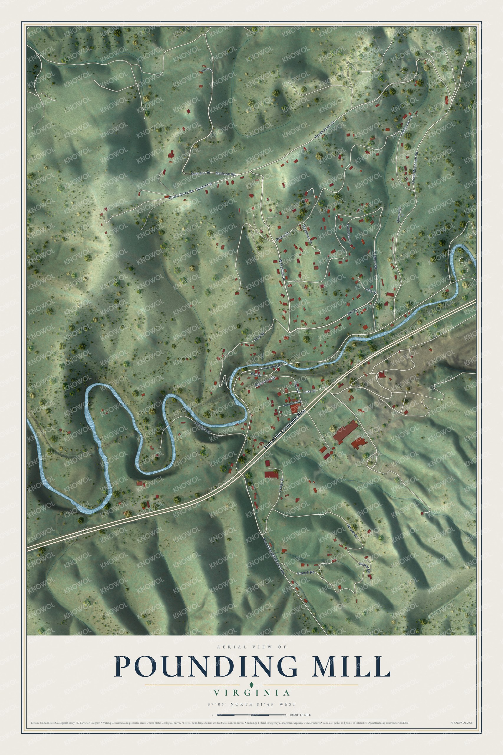 Watermarked full-map preview of Pounding Mill, Virginia