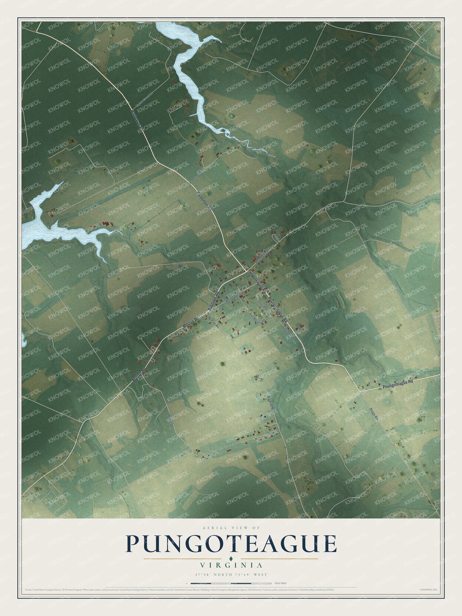 Watermarked full-map preview of Pungoteague, Virginia