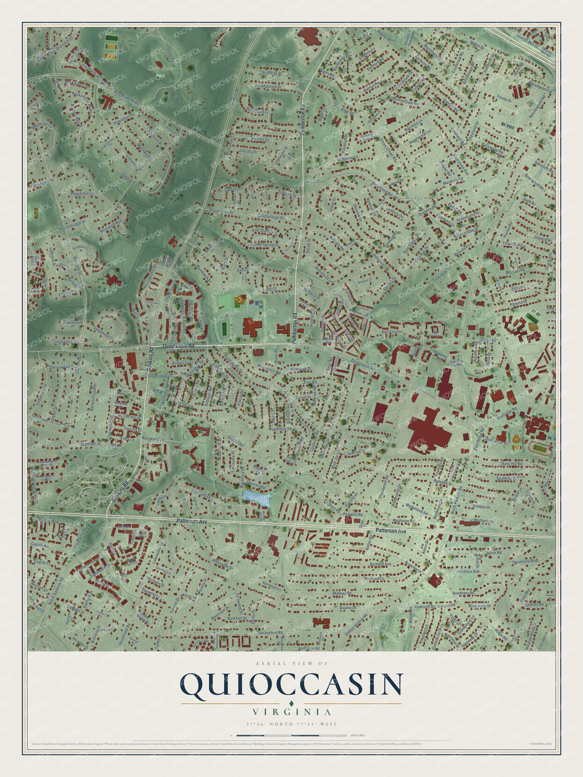 Watermarked full-map preview of Quioccasin, Virginia