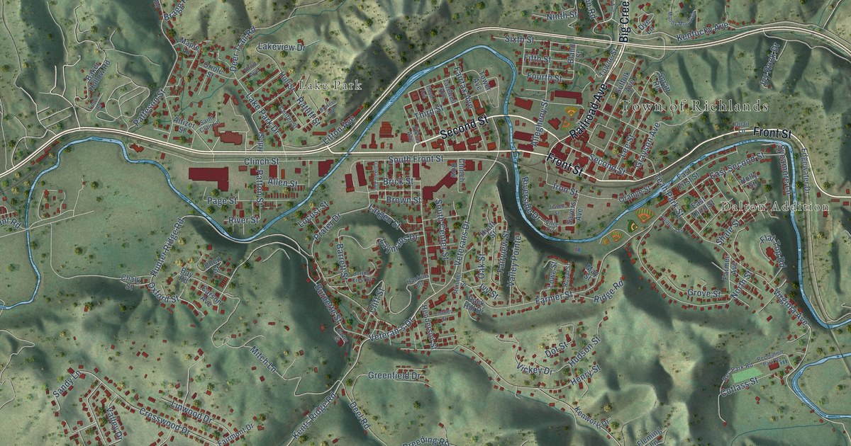 Map of Richlands, Virginia in 2026