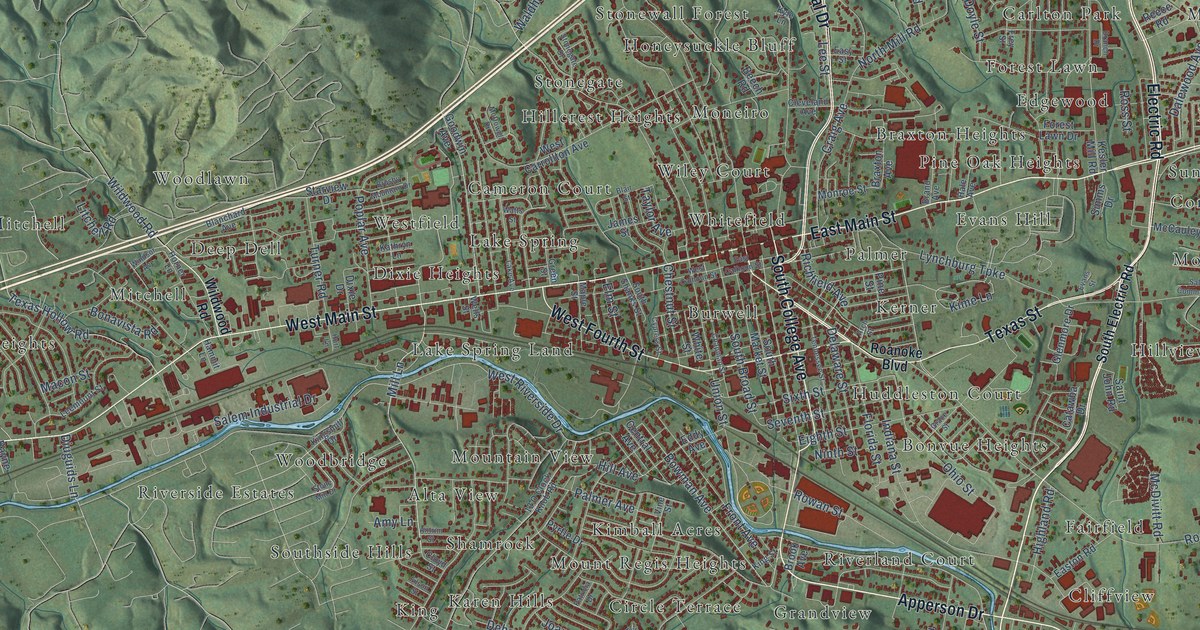 Map of Salem, Virginia in 2026