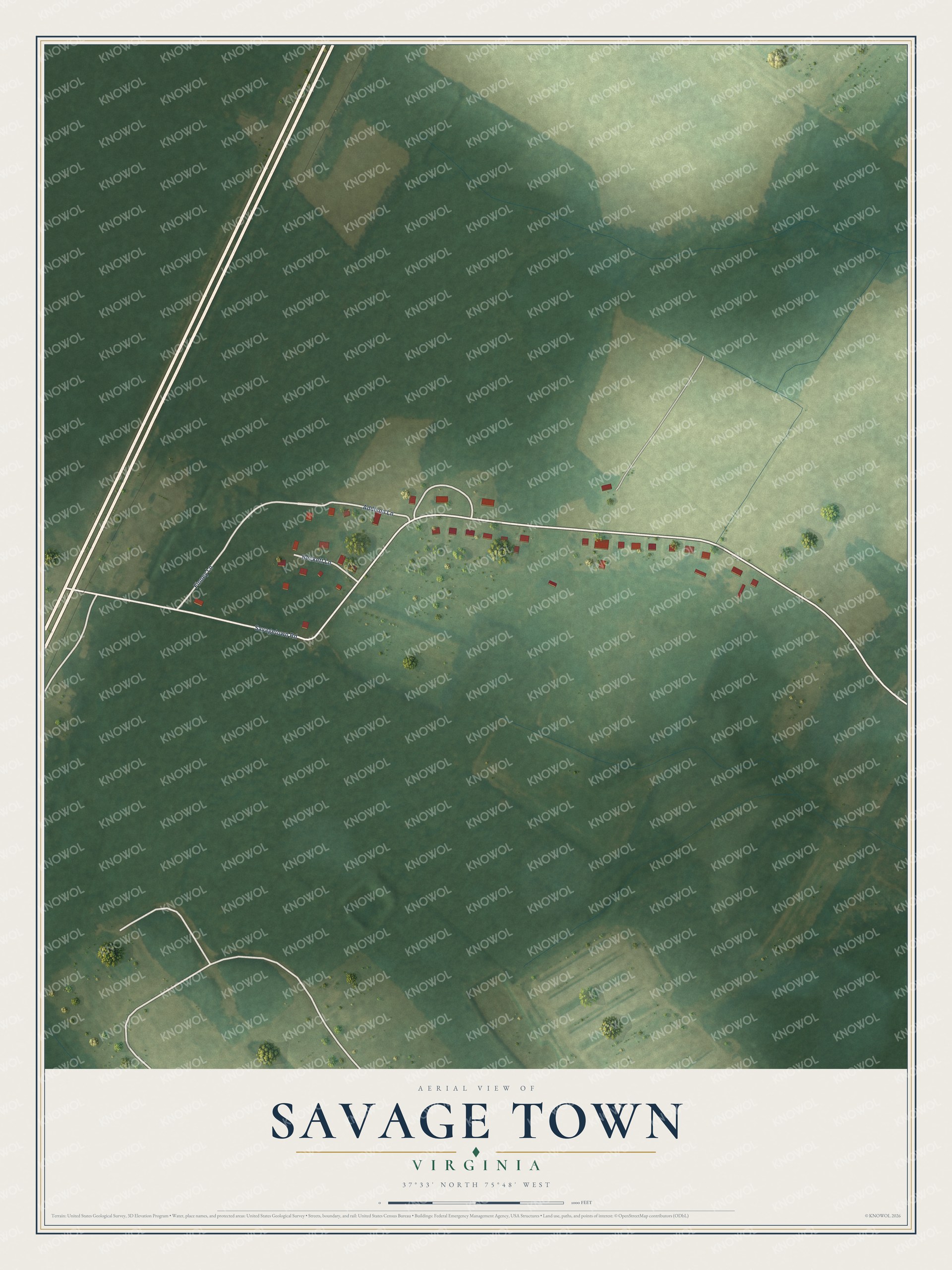 Watermarked full-map preview of Savage Town, Virginia