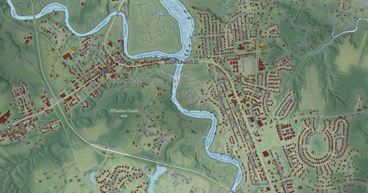 Map of Smithfield, Virginia in 2026