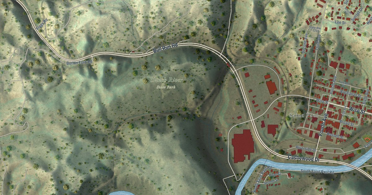 Map of St. Paul, Virginia in 2026