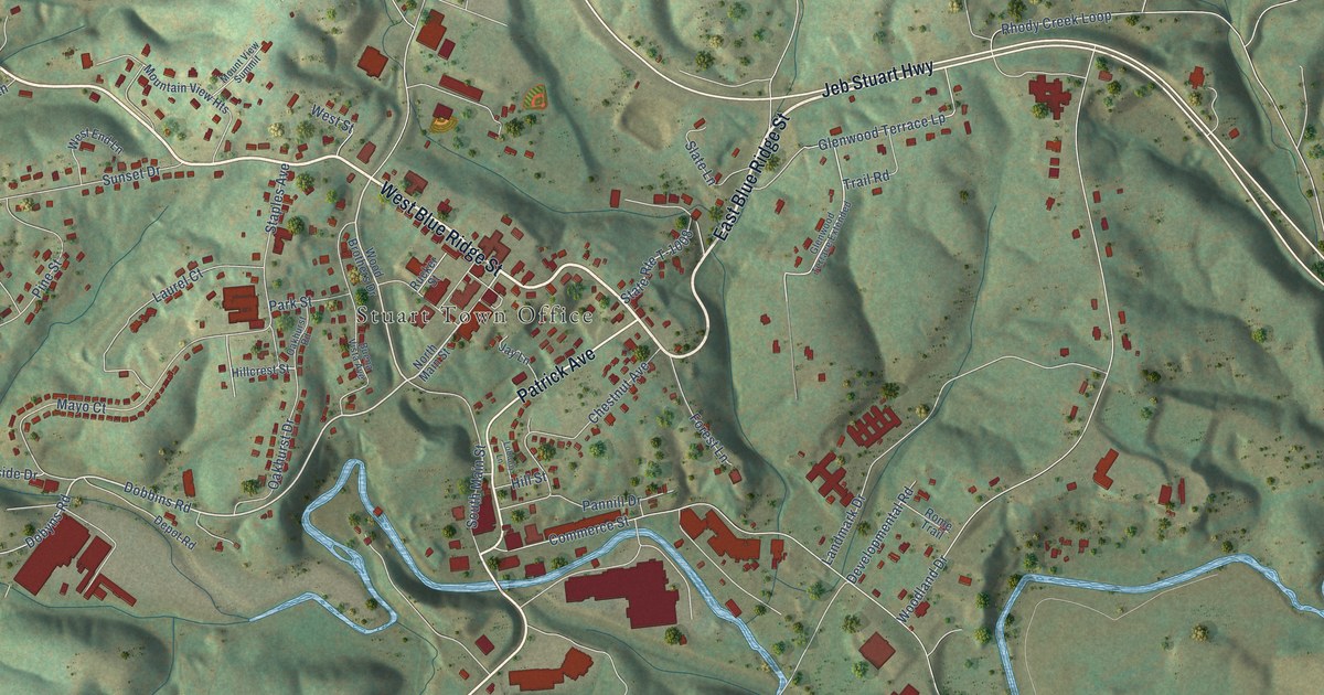 Map of Stuart, Virginia in 2026