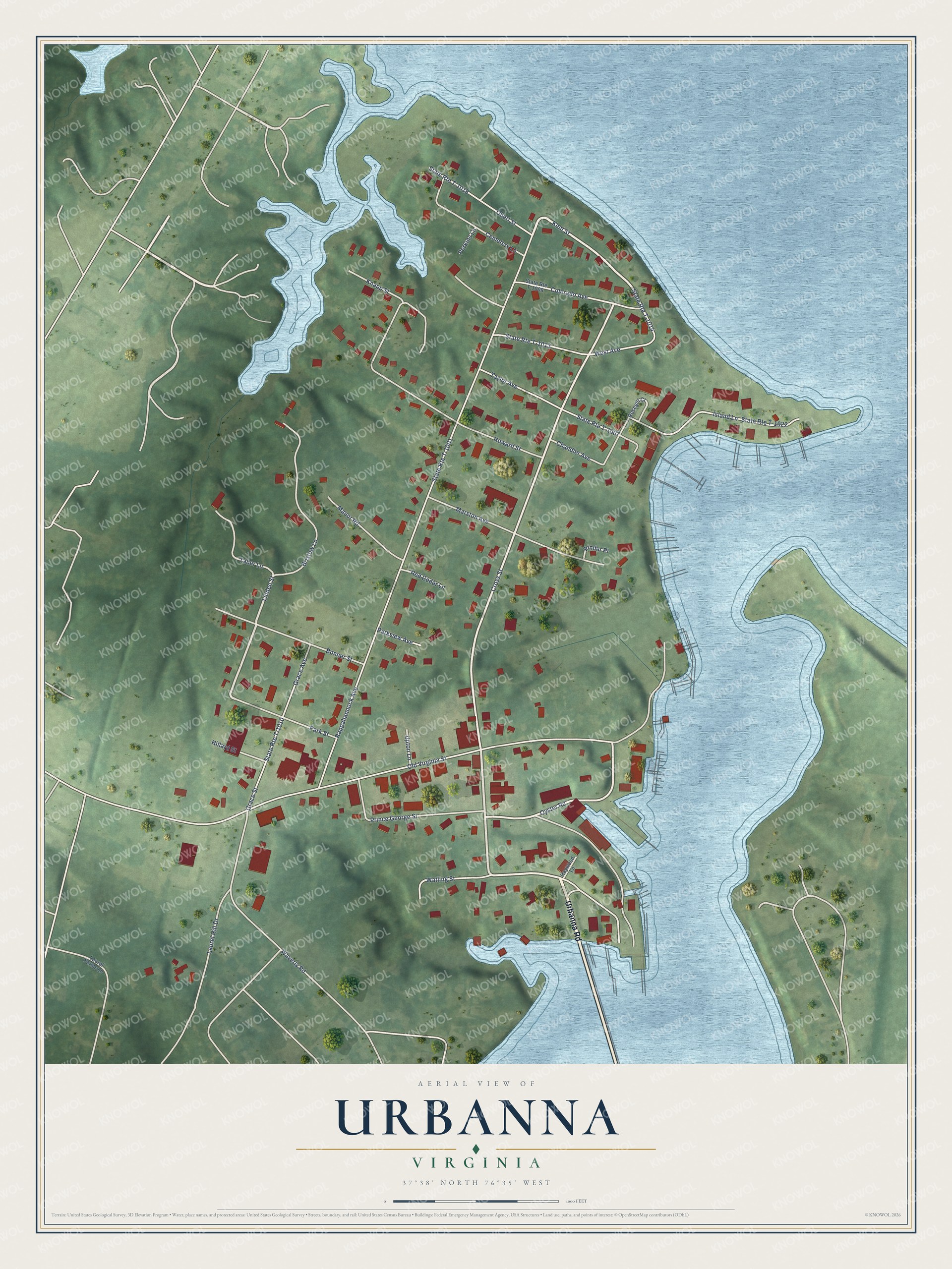 Watermarked full-map preview of Urbanna, Virginia