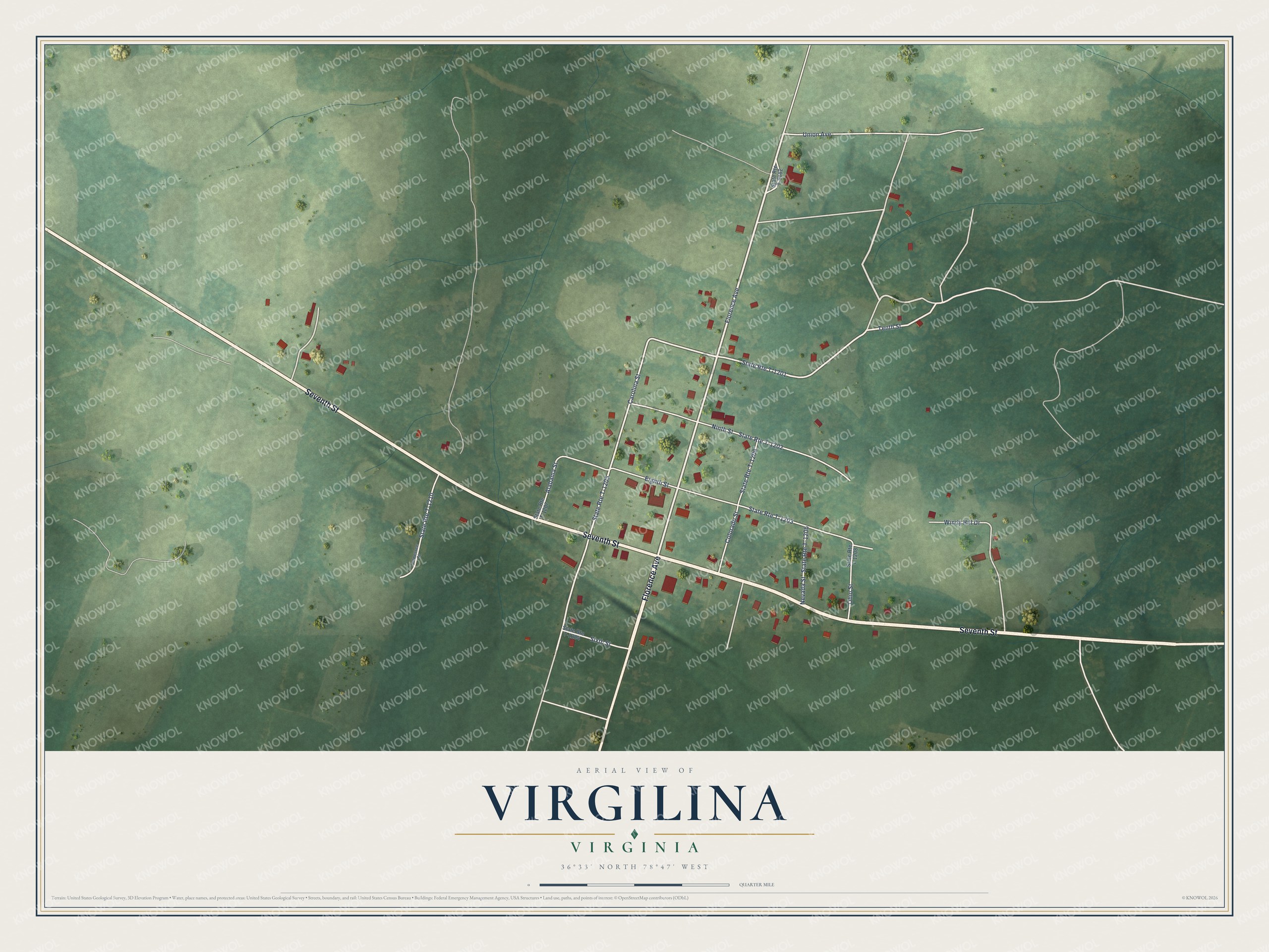 Watermarked full-map preview of Virgilina, Virginia