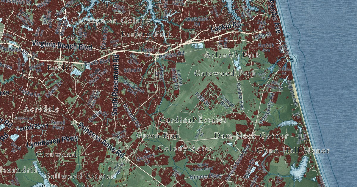 Map of Virginia Beach, Virginia in 2026